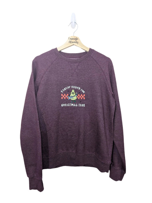 Rockin Around the Christmas Tree - Embroidered Reworked Sweatshirts - Eco Christmas Jumpers