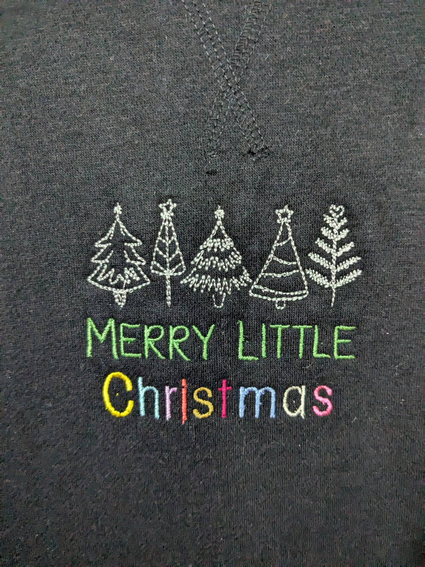 Merry Little Christmas Embroidered Christmas Jumpers - Detailed Christmas Tree Illustration - Eco Reworked Christmas Jumpers