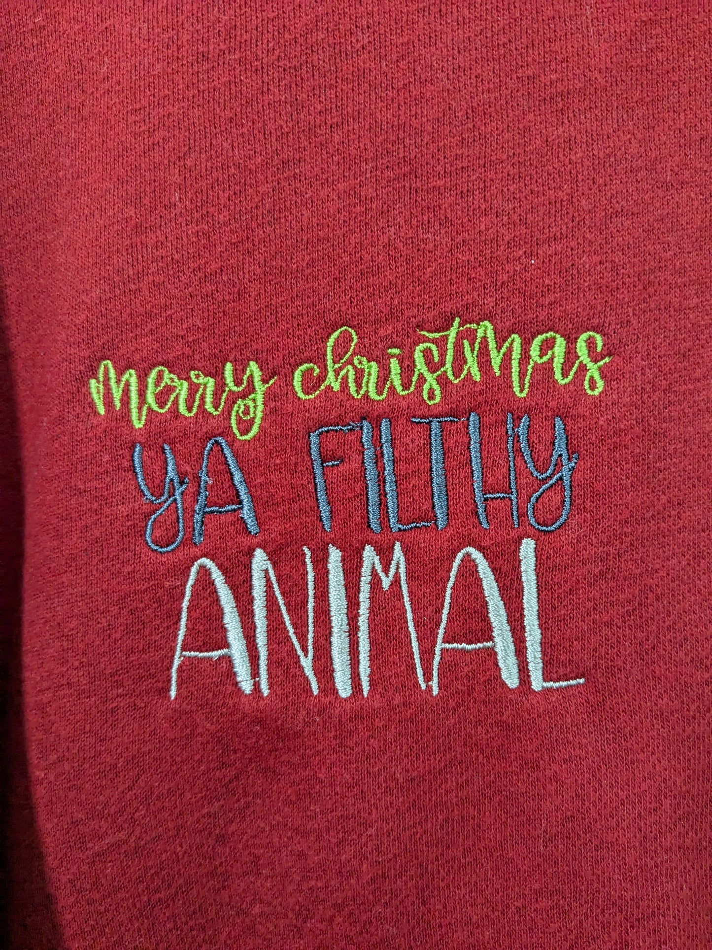 Merry Christmas Ya Filthy Animal - Home Alone Inspired Upcycled Sweatshirts - Christmas Jumpers - Eco Festive-wear