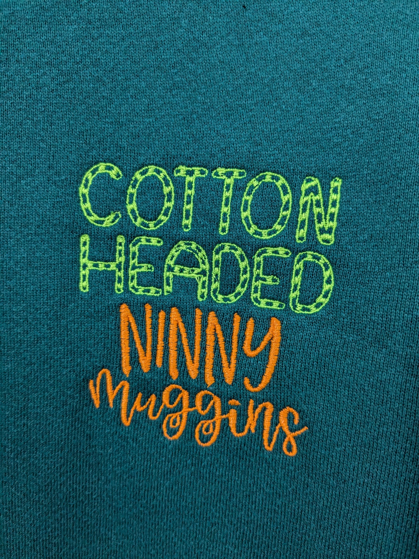 Elf Inspired Reworked Christmas Sweatshirts - Cotton Headed Ninny Muggins Embroidered Design