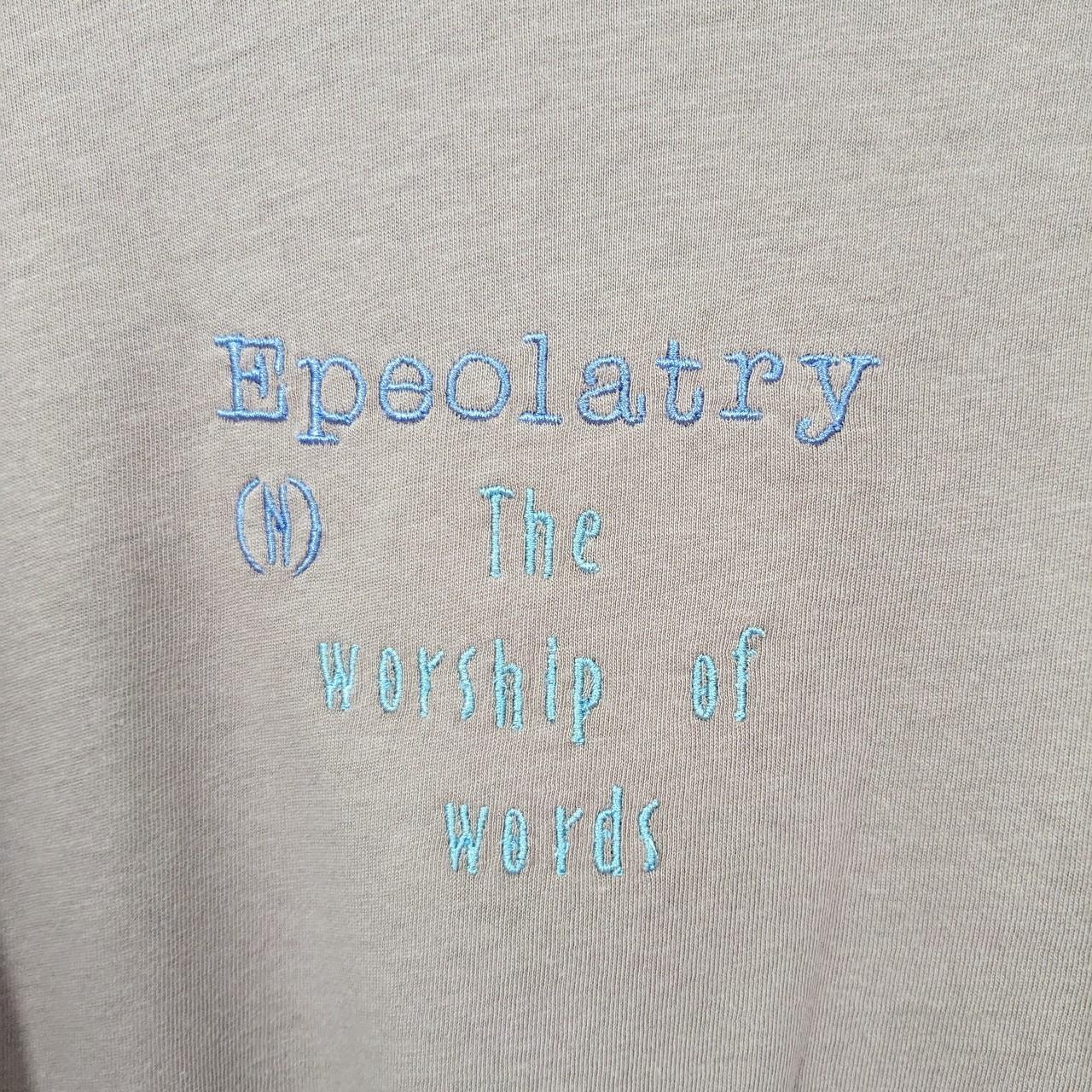 Age 12-13 Years Beige Up-cycled Cropped Tee - Embroidered Epeolatry Bookish Word