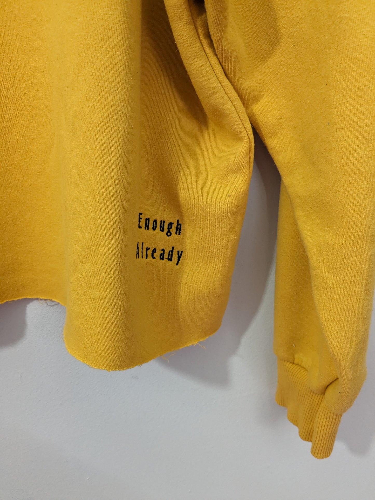 Size 20 Reworked Mustard Sweatshirt with Embroidered Jiggery Pokery Quirky Design