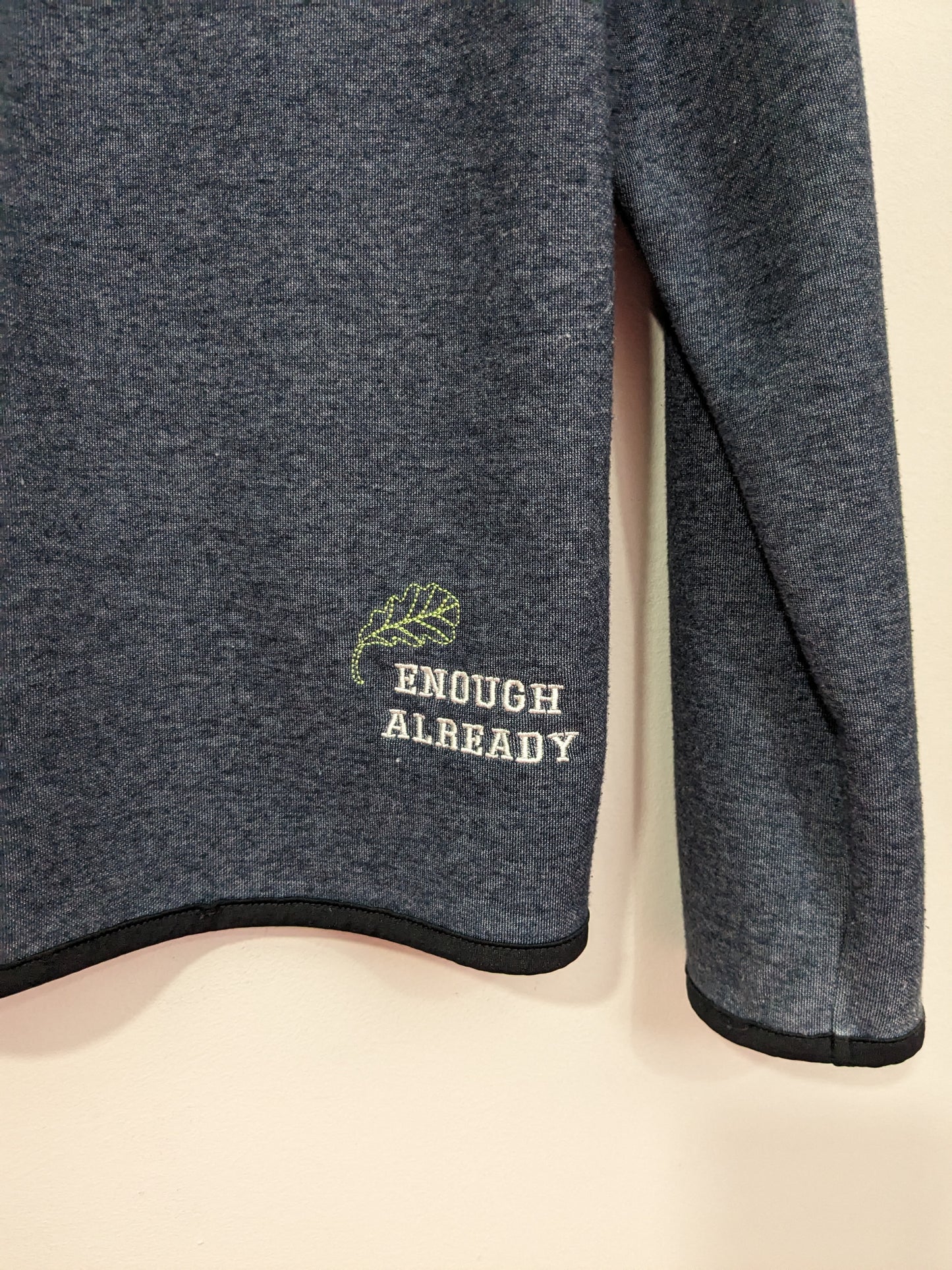 Size XS Upcycled Grey/Blue Hoody Embroidered Autumnal Ralph Waldo Emerson Bookish Quote