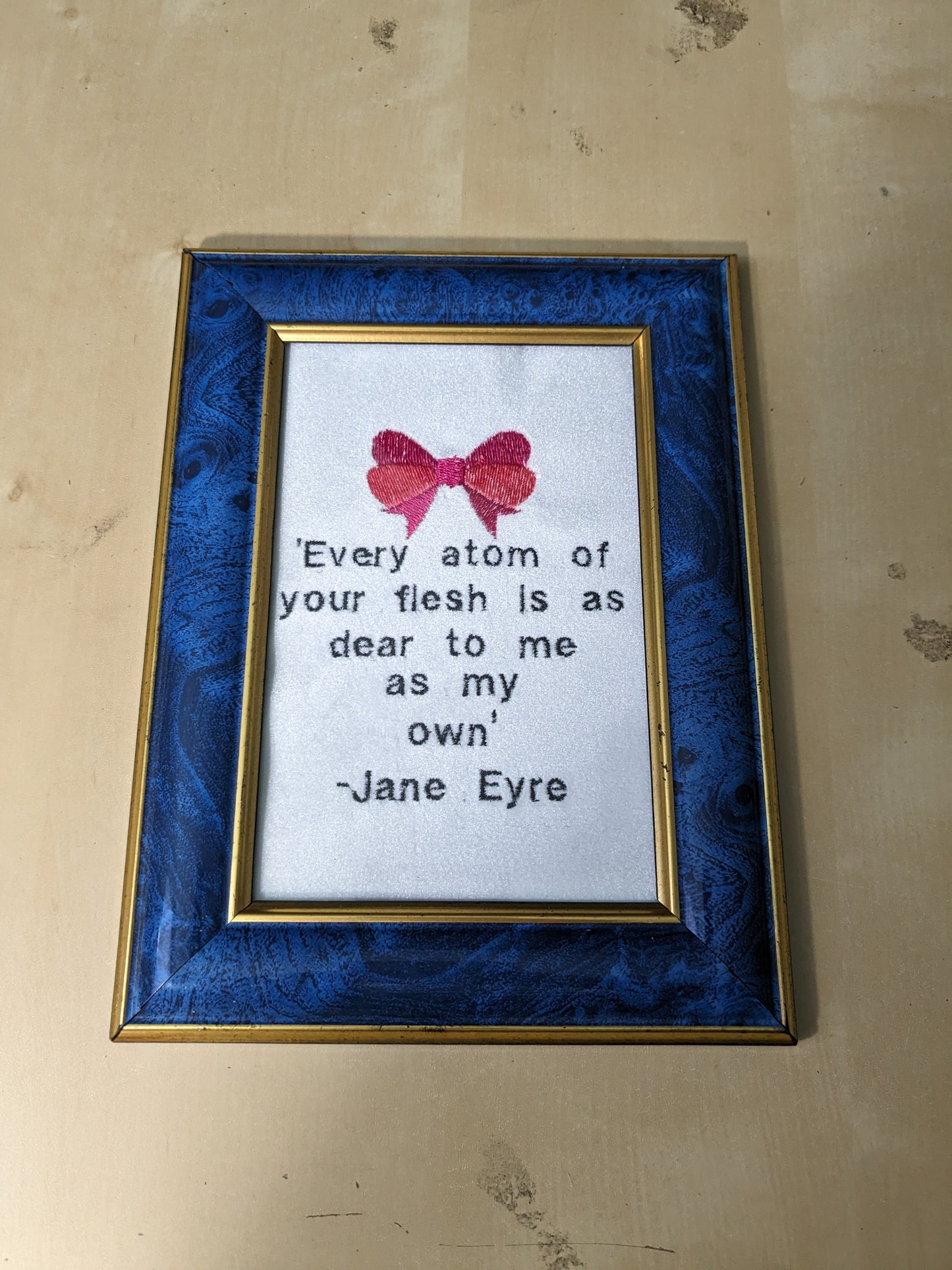 Jane Eyre - Charlotte Brontë Framed Embroidered Artwork - Perfect Valentine's Day Gift