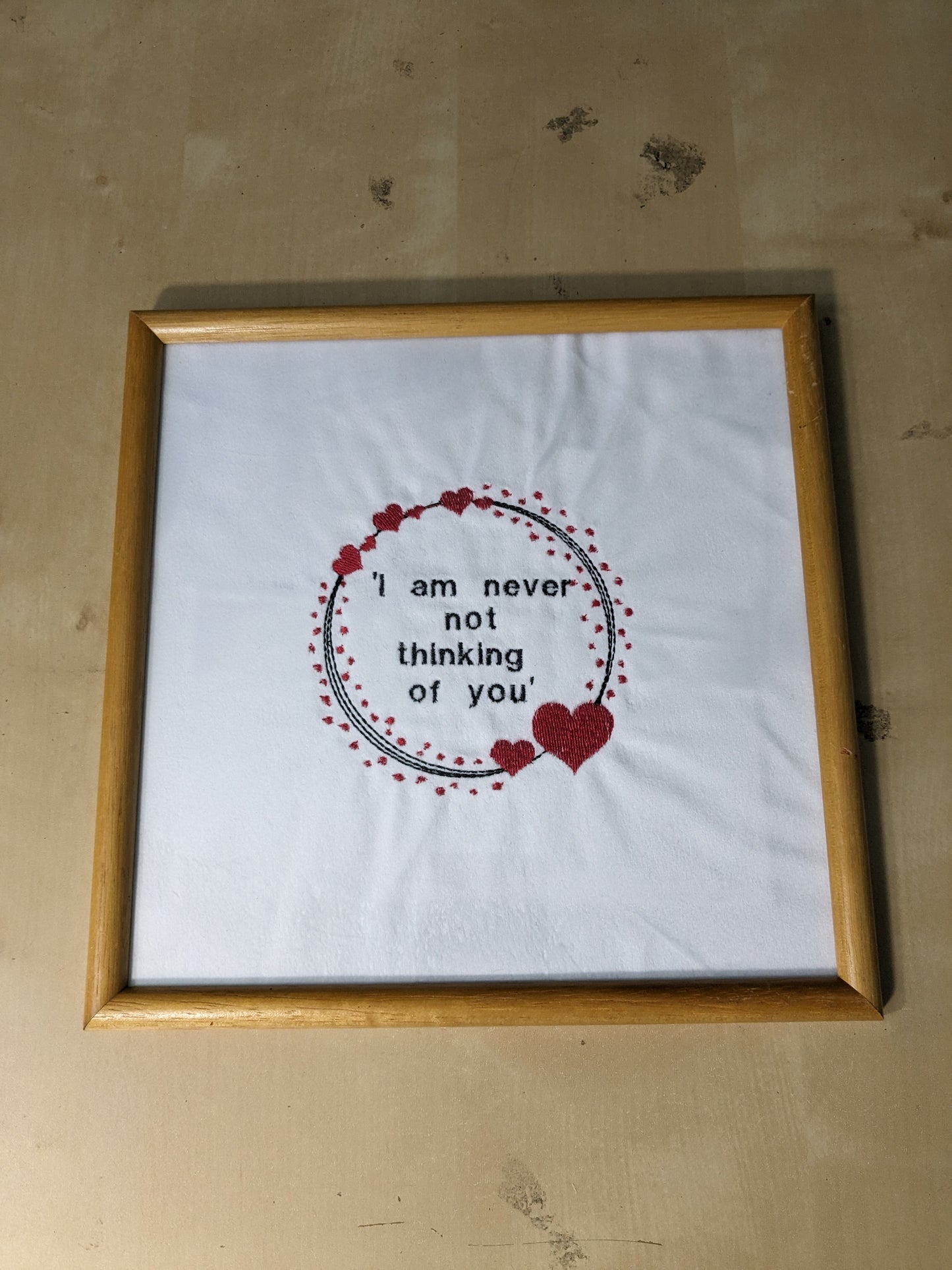 Virginia Woolf Upcycled - Framed Embroidered Art Piece - Love Heart Detail