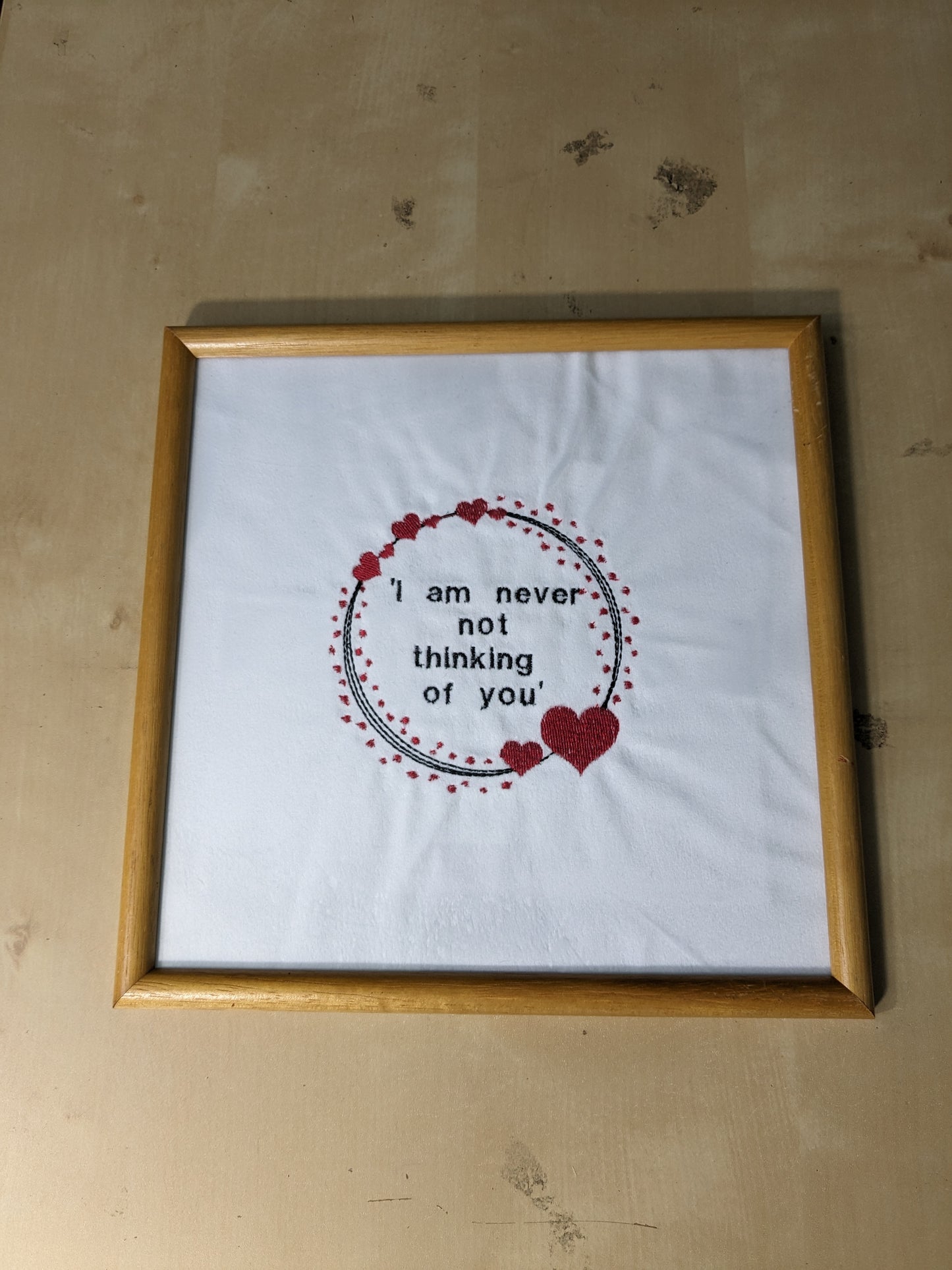 Virginia Woolf Upcycled - Framed Embroidered Art Piece - Love Heart Detail