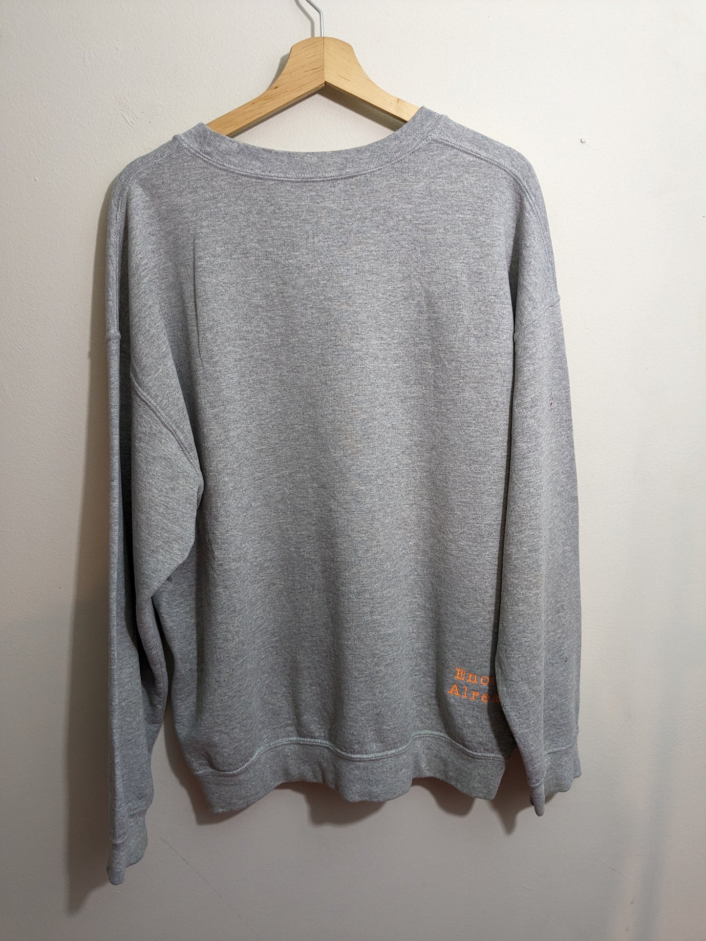 *Heavily Reduced* Size XL Classic Grey Sweatshirt - Embroidered Manic Street Preachers Lyrics Libraries Gave Us Power