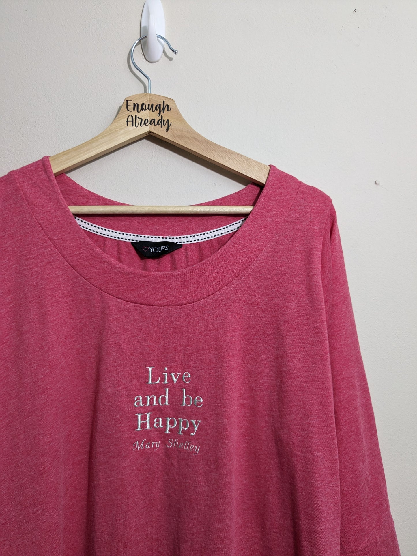 Size 20 Pink and White Embroidered Bookish Pyjama Set - Mary Shelley Literary Design