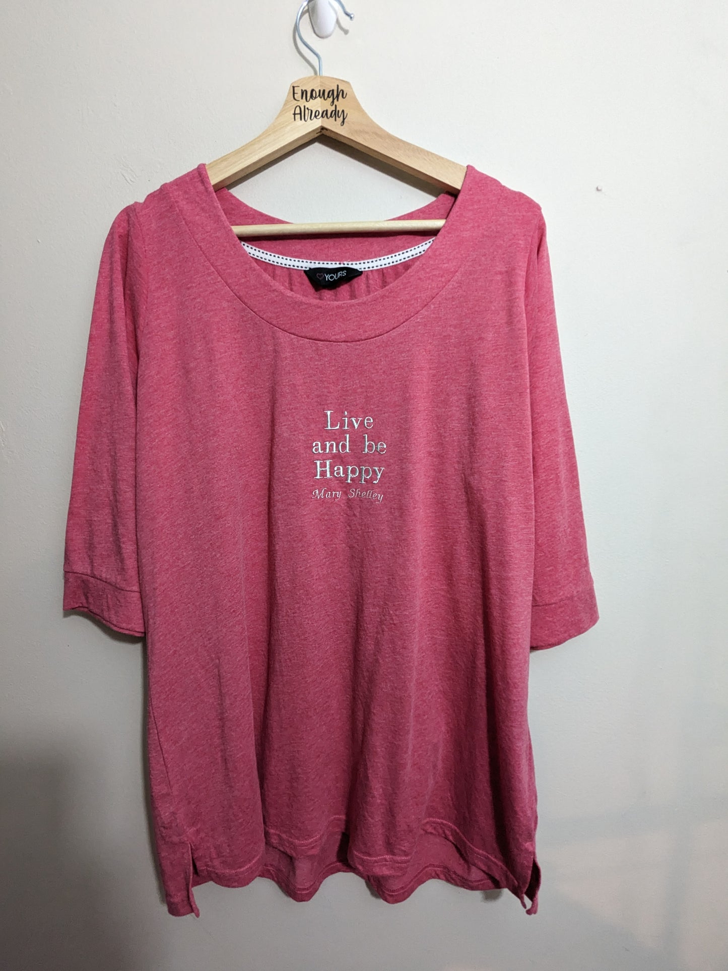 Size 20 Pink and White Embroidered Bookish Pyjama Set - Mary Shelley Literary Design