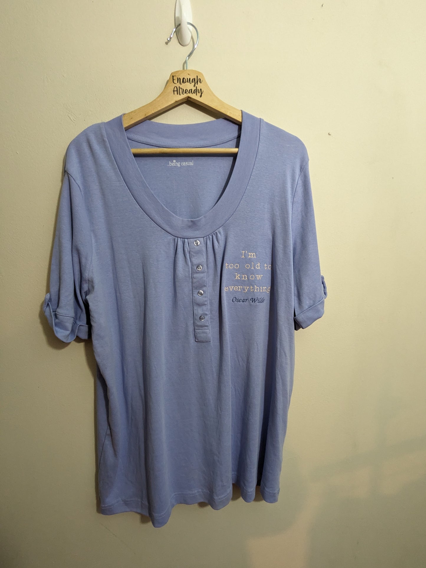 Size 20-22 Reclaimed Pyjama Set - Powder Blue and Pink Floral Loungewear Set - Embroidered Oscar Wilde Design