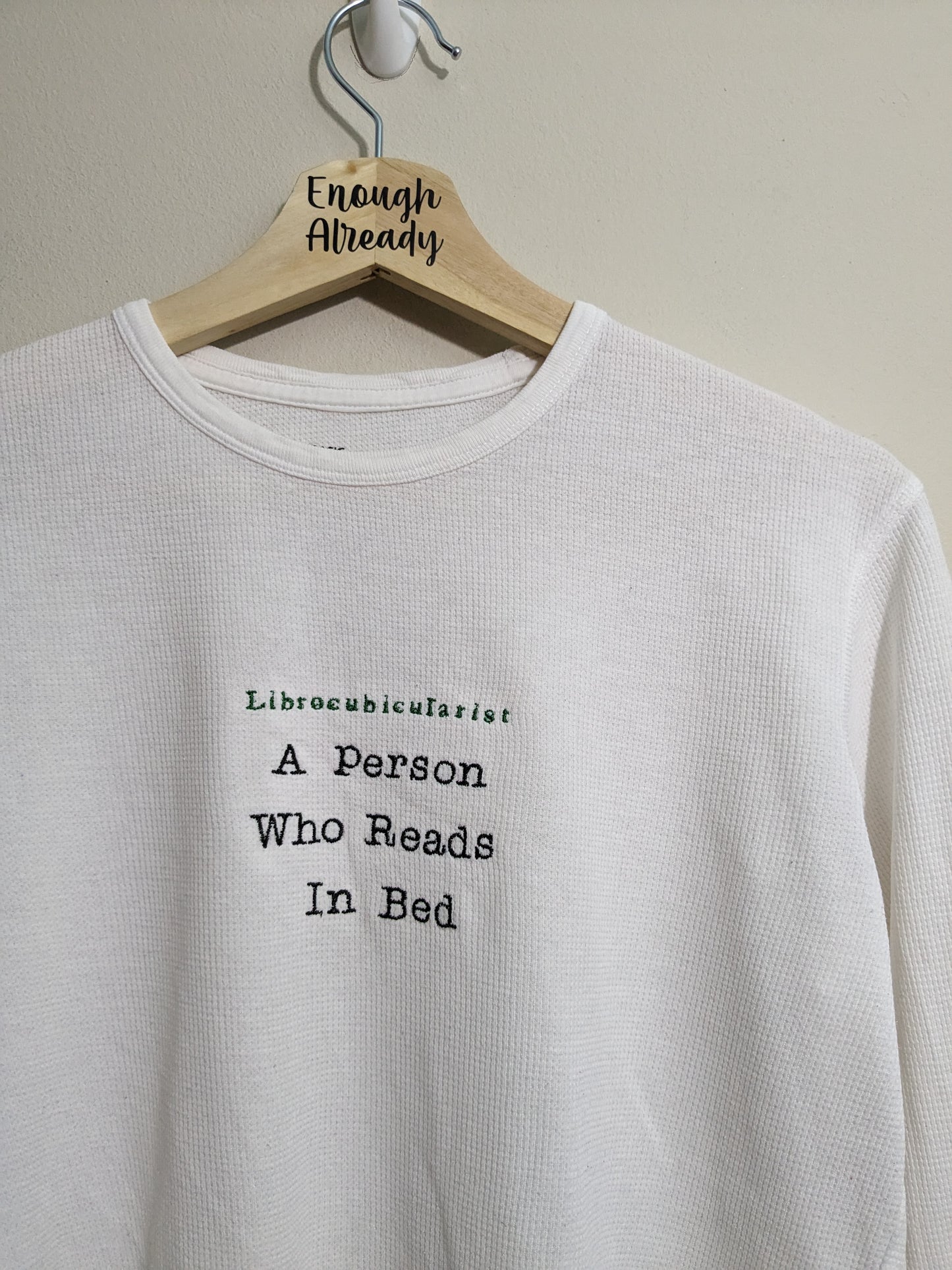 Medium Upcycled Embroidered Pyjama Set - Bookish - Dictionary Definition: Librocubicularist