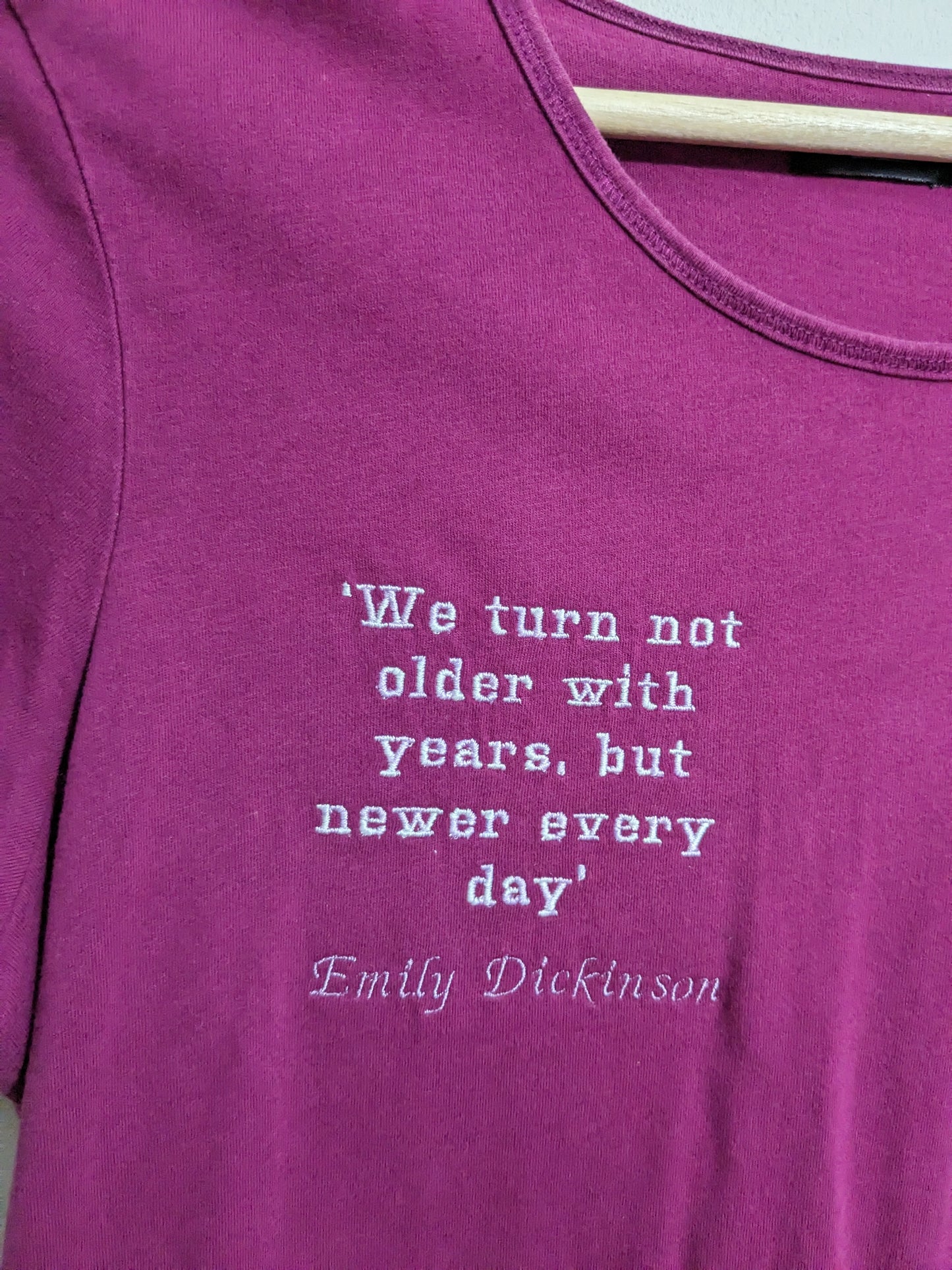 Size 12-14 Reworked Pyjamas - Embroidered Bookish Emily Dickinson Quote - The Perfect Gift