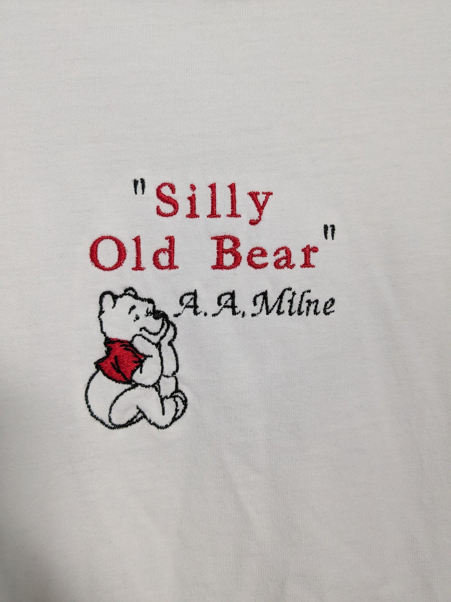 Size 16-18 Upcycled Pyjama Set - Embroidered A. A. Milne - Winnie The Pooh Literary Design and Illustration