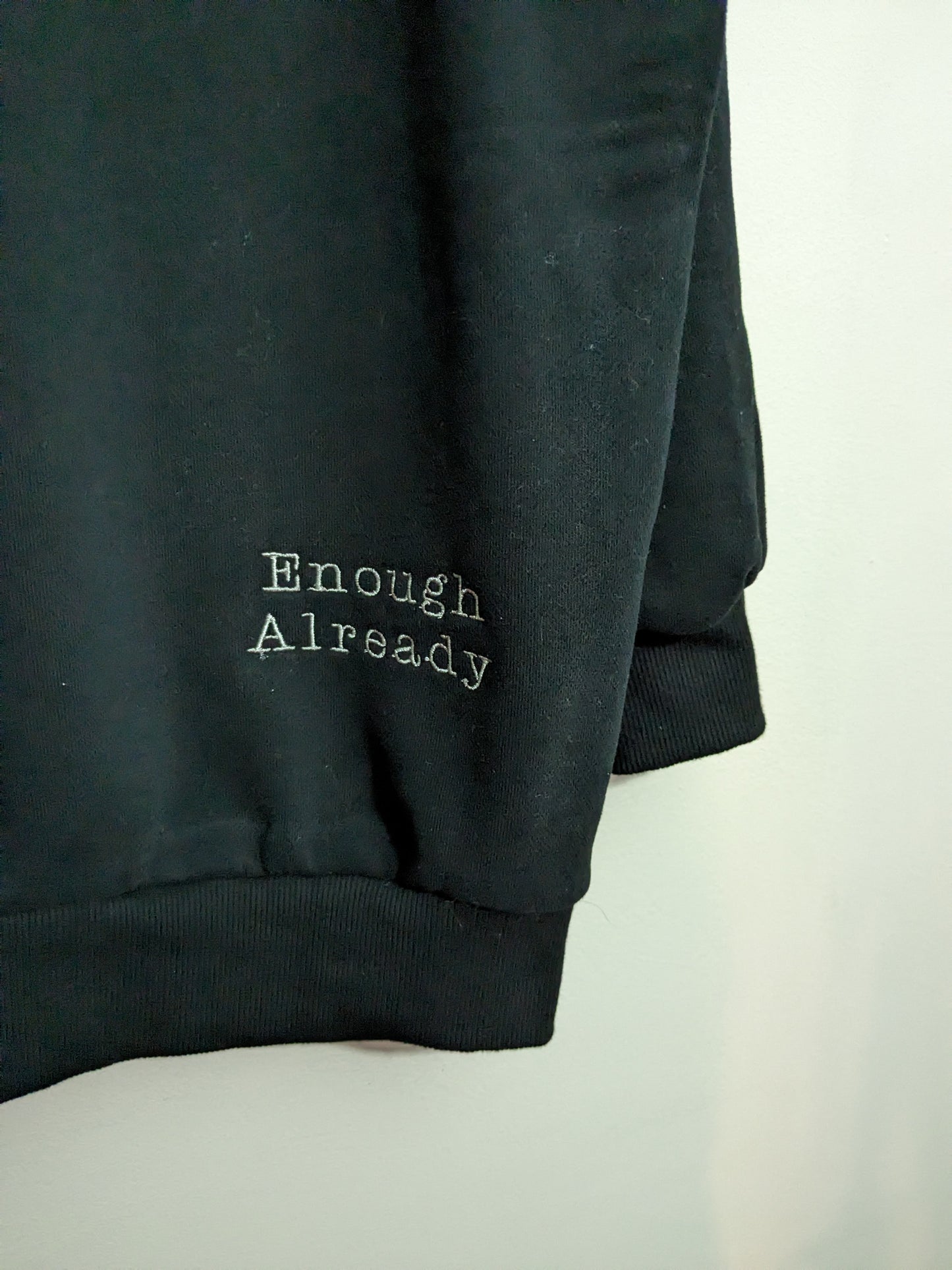 XS Black High Neck Reworked Sweatshirt - Embroidered No Coward Soul Is Mine - Emily Bronte Gothic Literature Quote