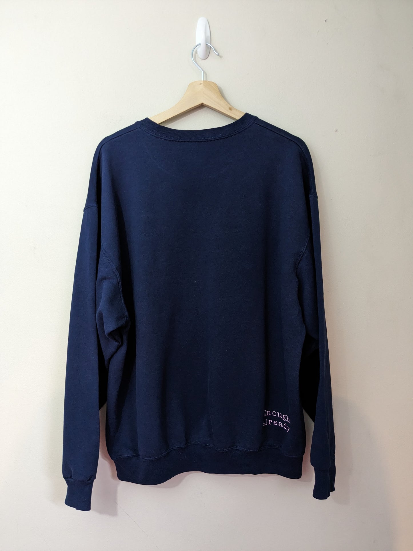 Size XL Navy Virginia Woolf Reworked Classic Crew Neck Sweatshirt - Bow and Quote Detail