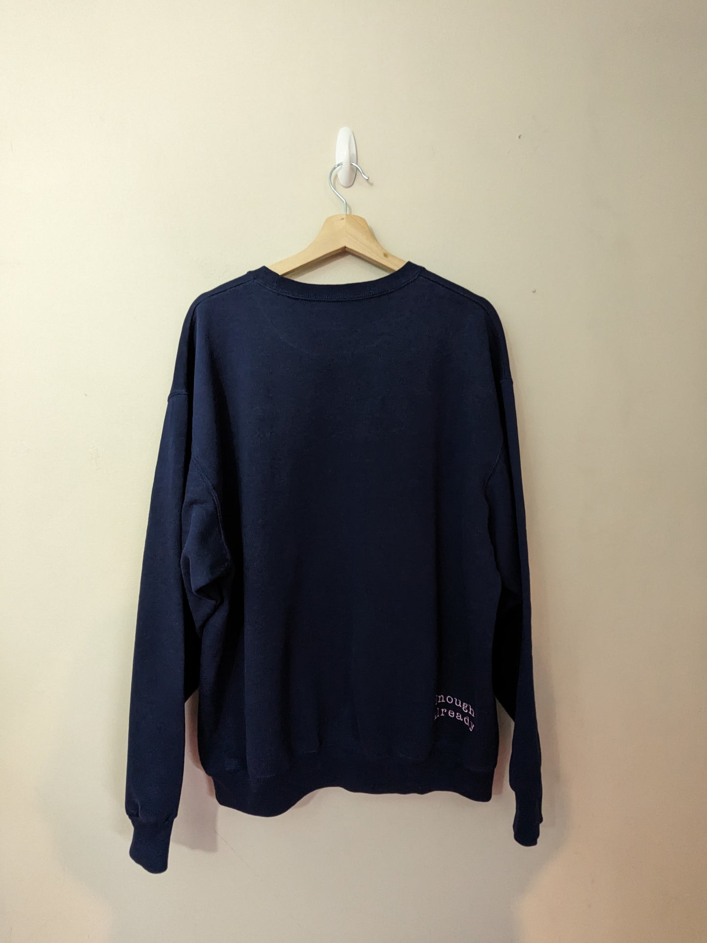 Size XL Navy Virginia Woolf Reworked Classic Crew Neck Sweatshirt - Bow and Quote Detail