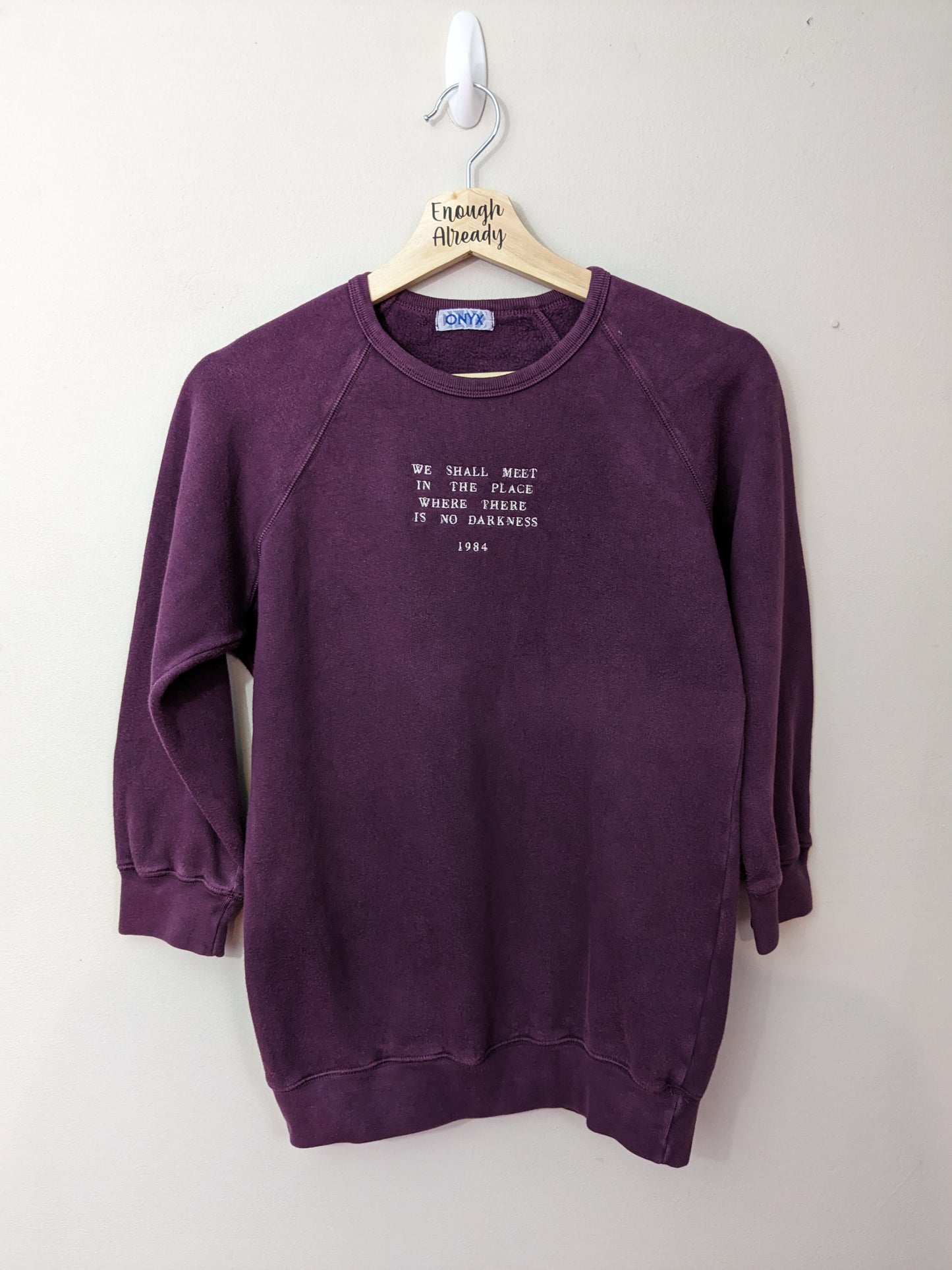 Size Teen Large (But Would Fit Size 4-6) Purple Reworked Sweatshirt - Minimalist Embroidered George Orwell 1984 Design