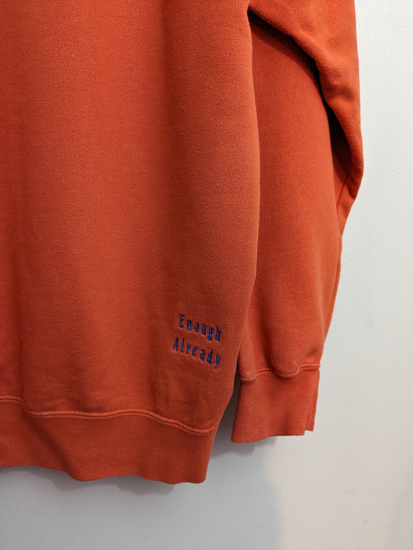 Medium Orange Reworked Vintage Sweatshirt - Embroidered William Shakespeare Quote - All's Well That End's Well Design