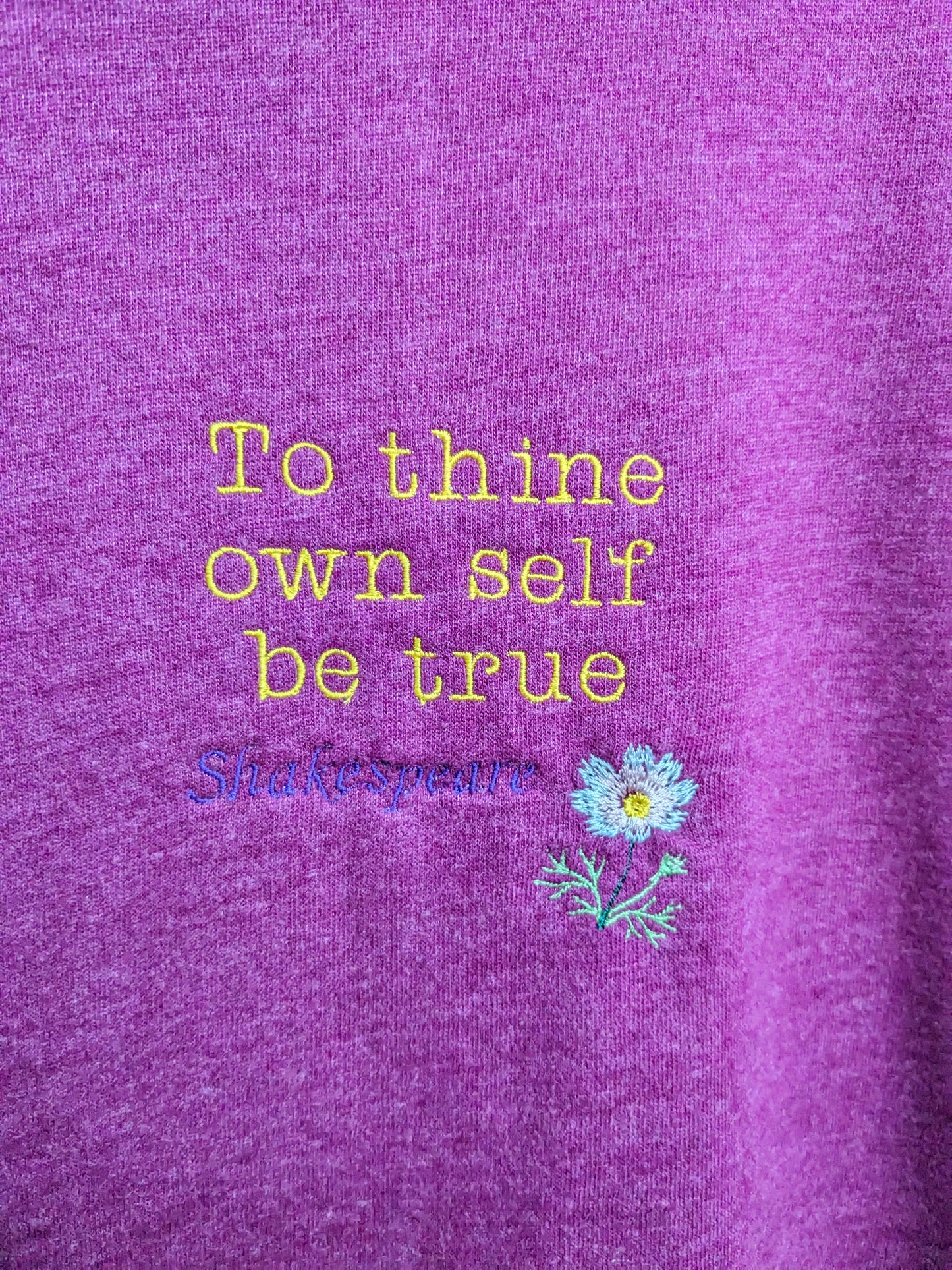 XS Burgundy Cowl Neck Reworked Sweatshirt - Embroidered William Shakespeare Embroidered Hamlet Quote