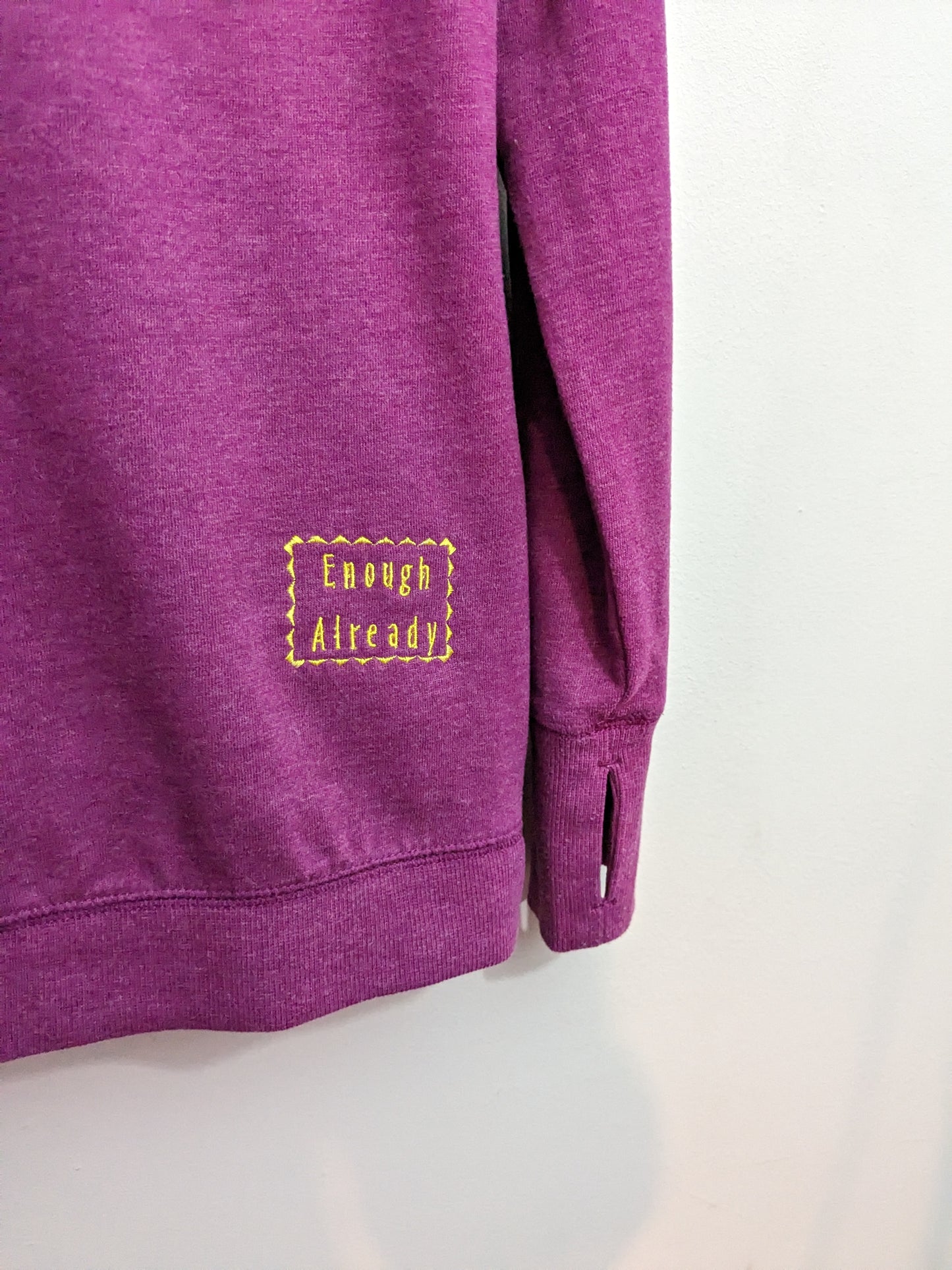 XS Burgundy Cowl Neck Reworked Sweatshirt - Embroidered William Shakespeare Embroidered Hamlet Quote