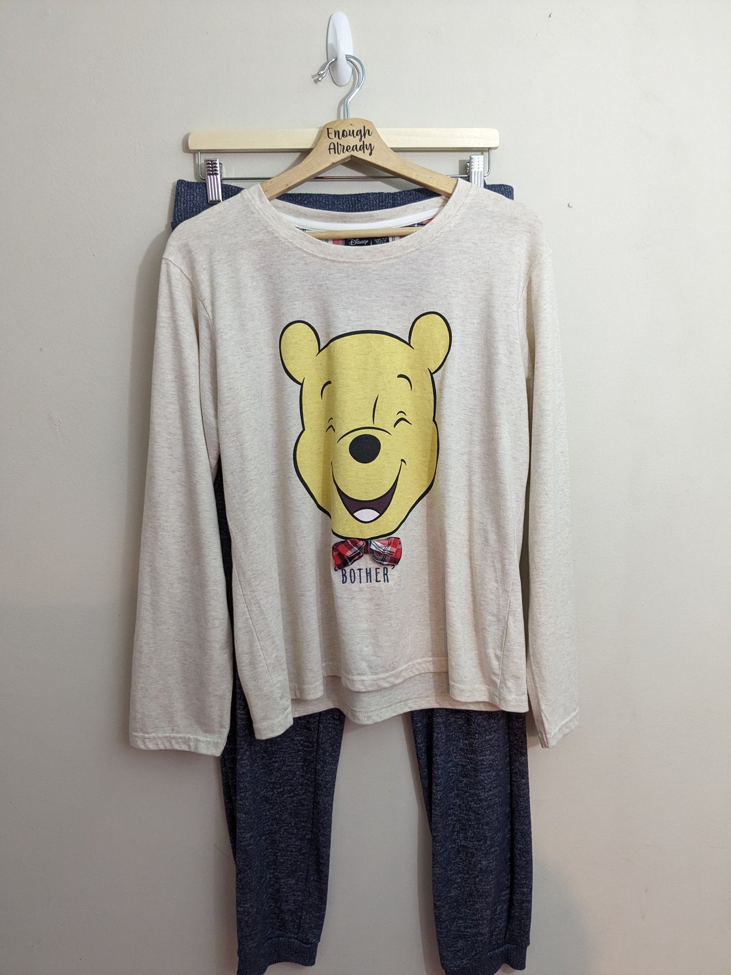 Size 14-16 Reworked Winnie The Pooh Loungewear 2 Piece Set - 'Bother' Literary Design