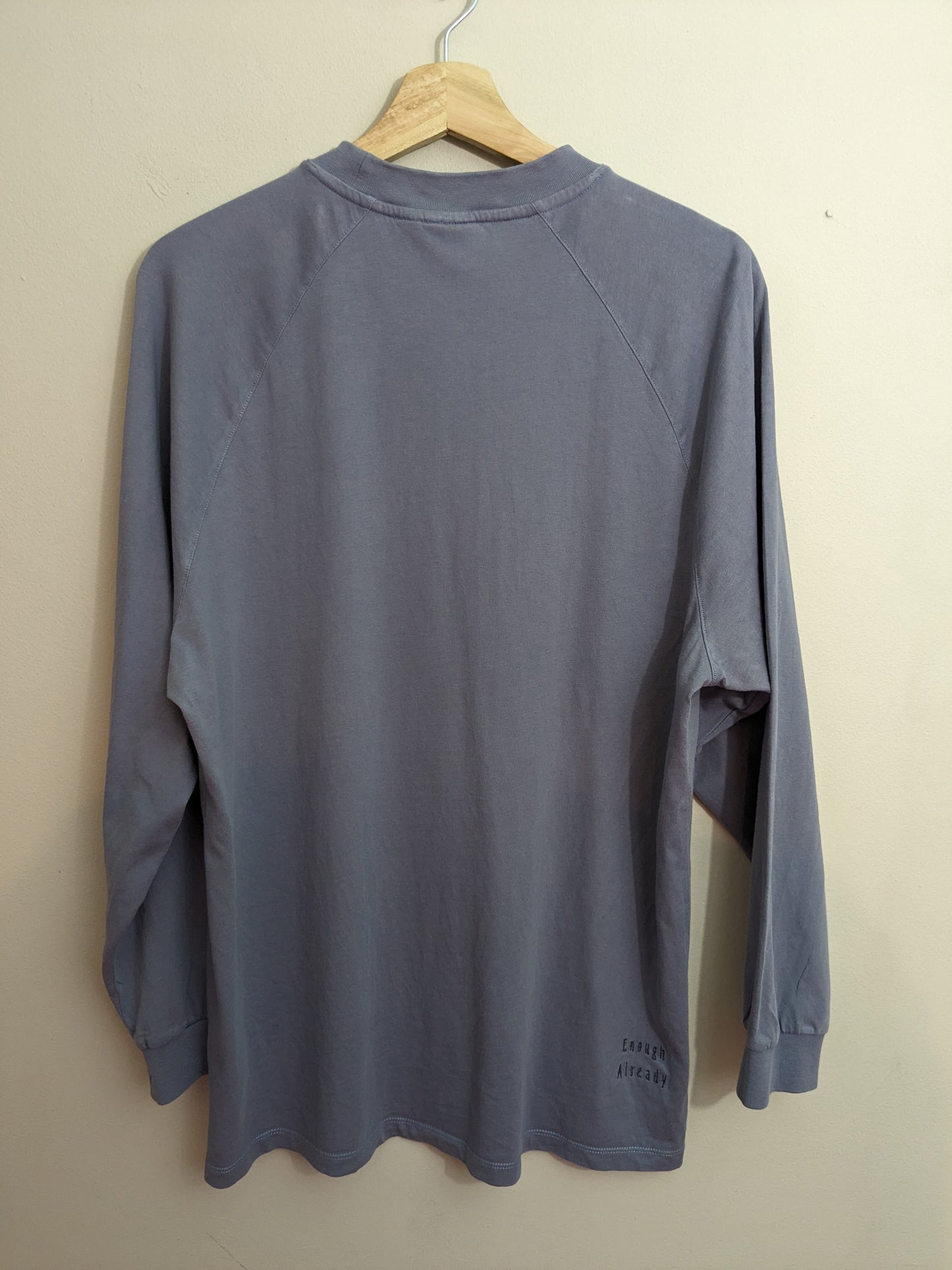 Size 6 (Very Oversized) Heather Long-sleeve T-Shirt - Libraries Gave Us Power Embroidered Design