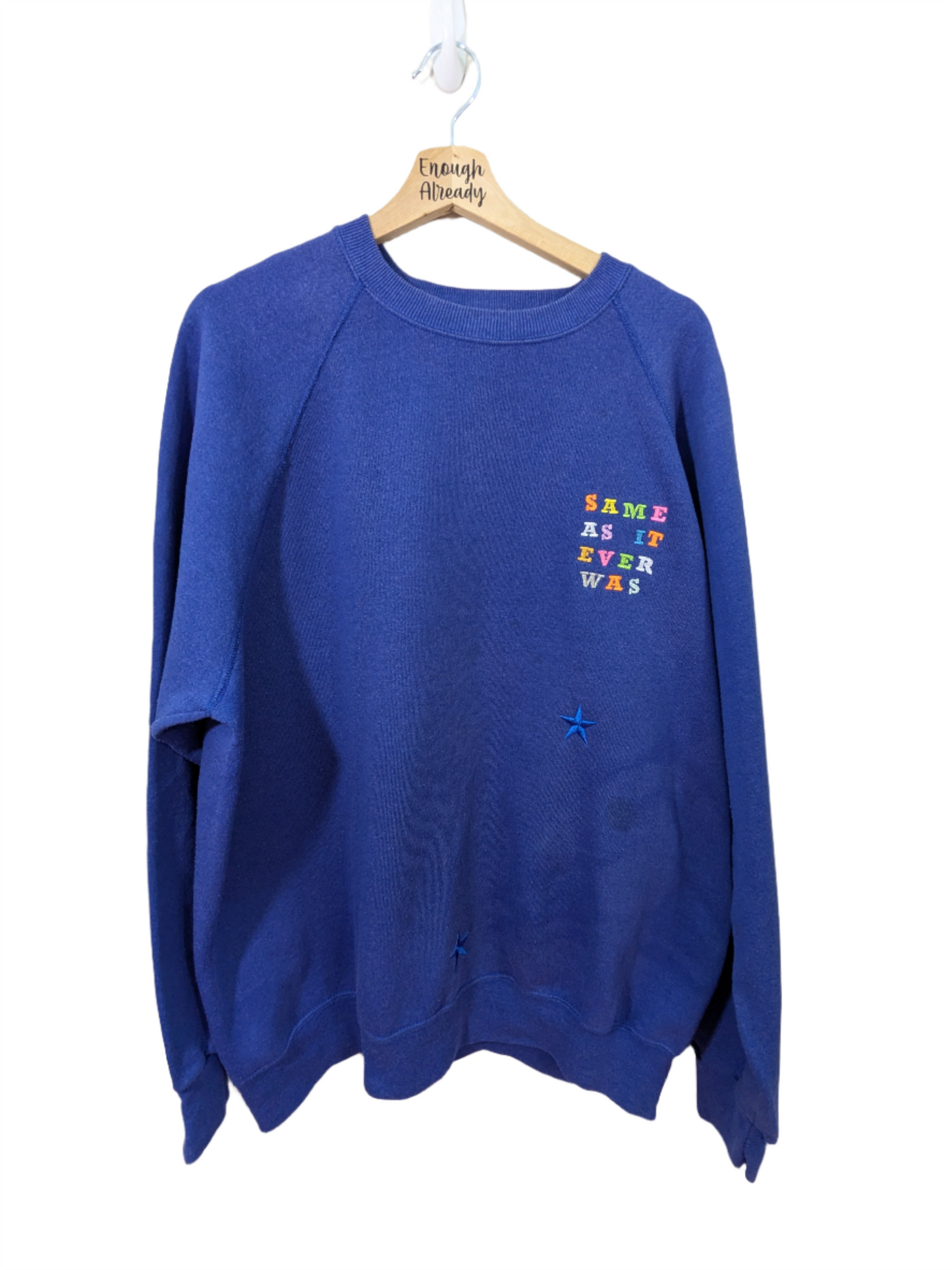 XXL Same As It Ever Was Rainbow Design *SMALL MARKS REDUCED PRICE* - Talking Heads Inspired Reclaimed Embroidered Sweatshirt