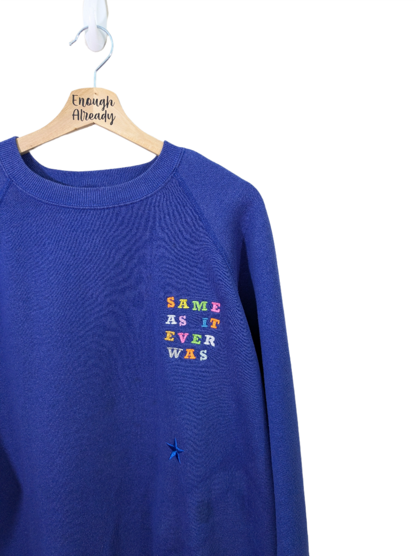 XXL Same As It Ever Was Rainbow Design *SMALL MARKS REDUCED PRICE* - Talking Heads Inspired Reclaimed Embroidered Sweatshirt