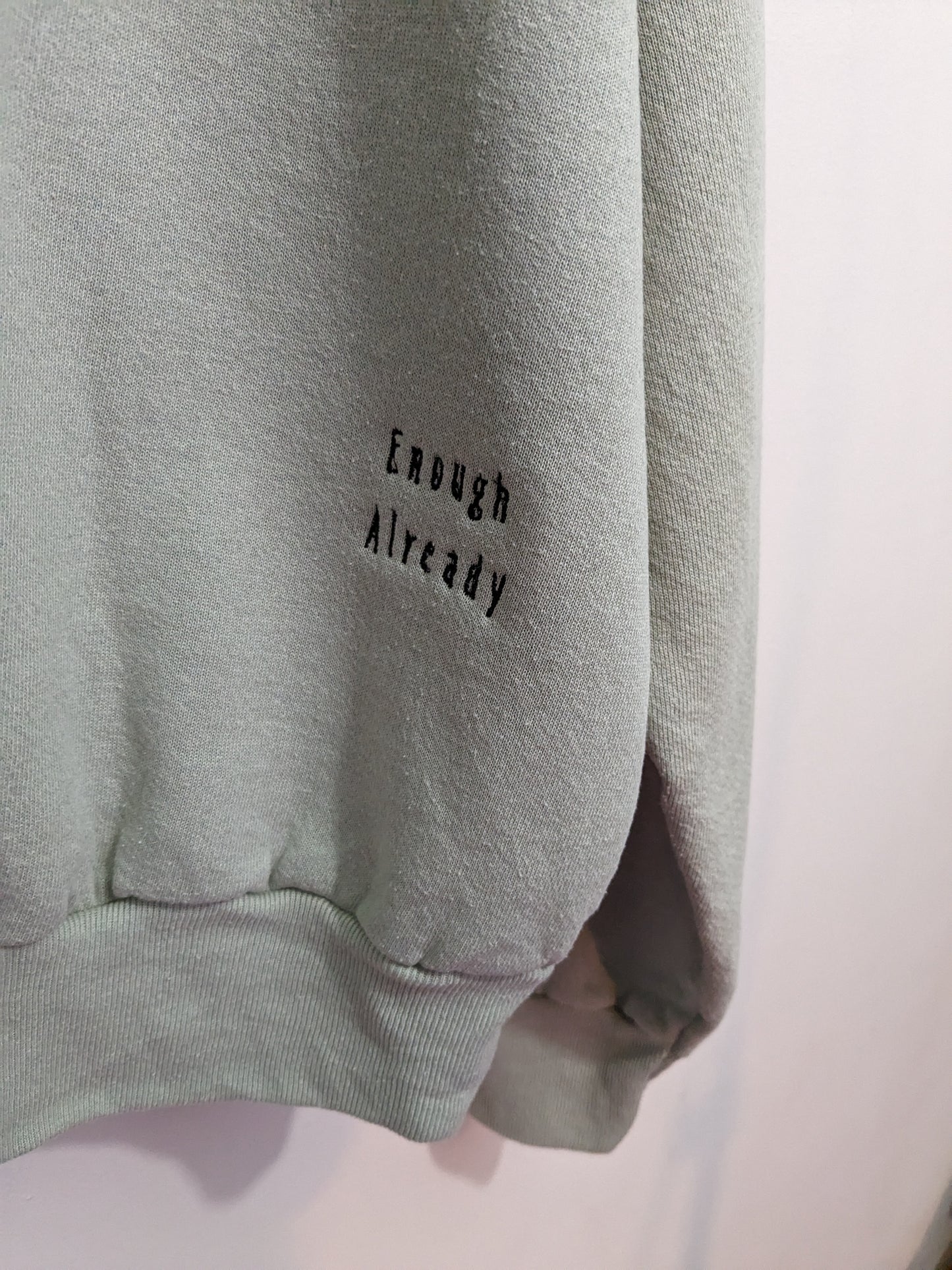 XXL Sage Green Retro Sweatshirt - Embroidered Bookish /  Rainy Day Design