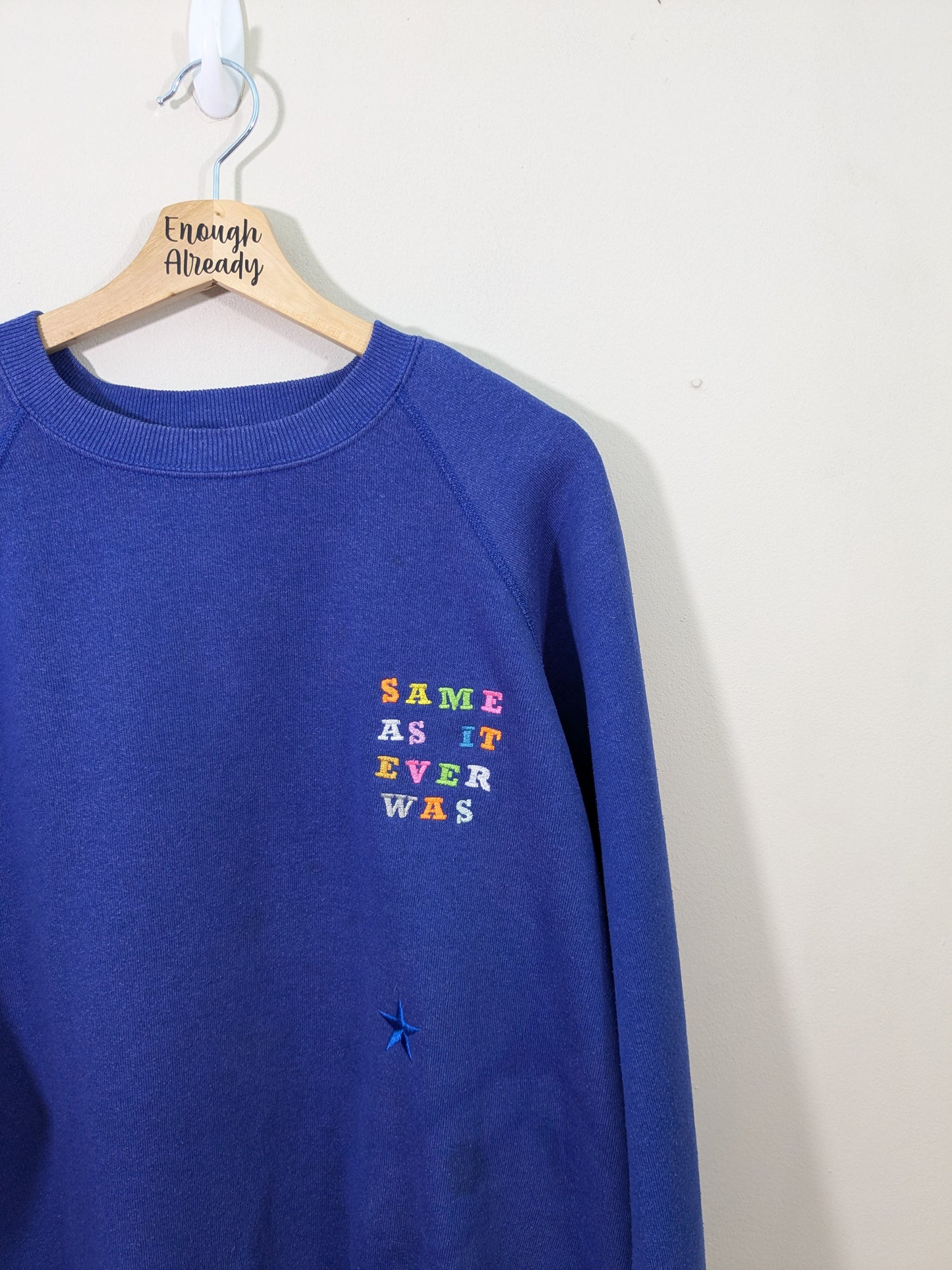 XXL Same As It Ever Was Rainbow Design *SMALL MARKS REDUCED PRICE* - Talking Heads Inspired Reclaimed Embroidered Sweatshirt