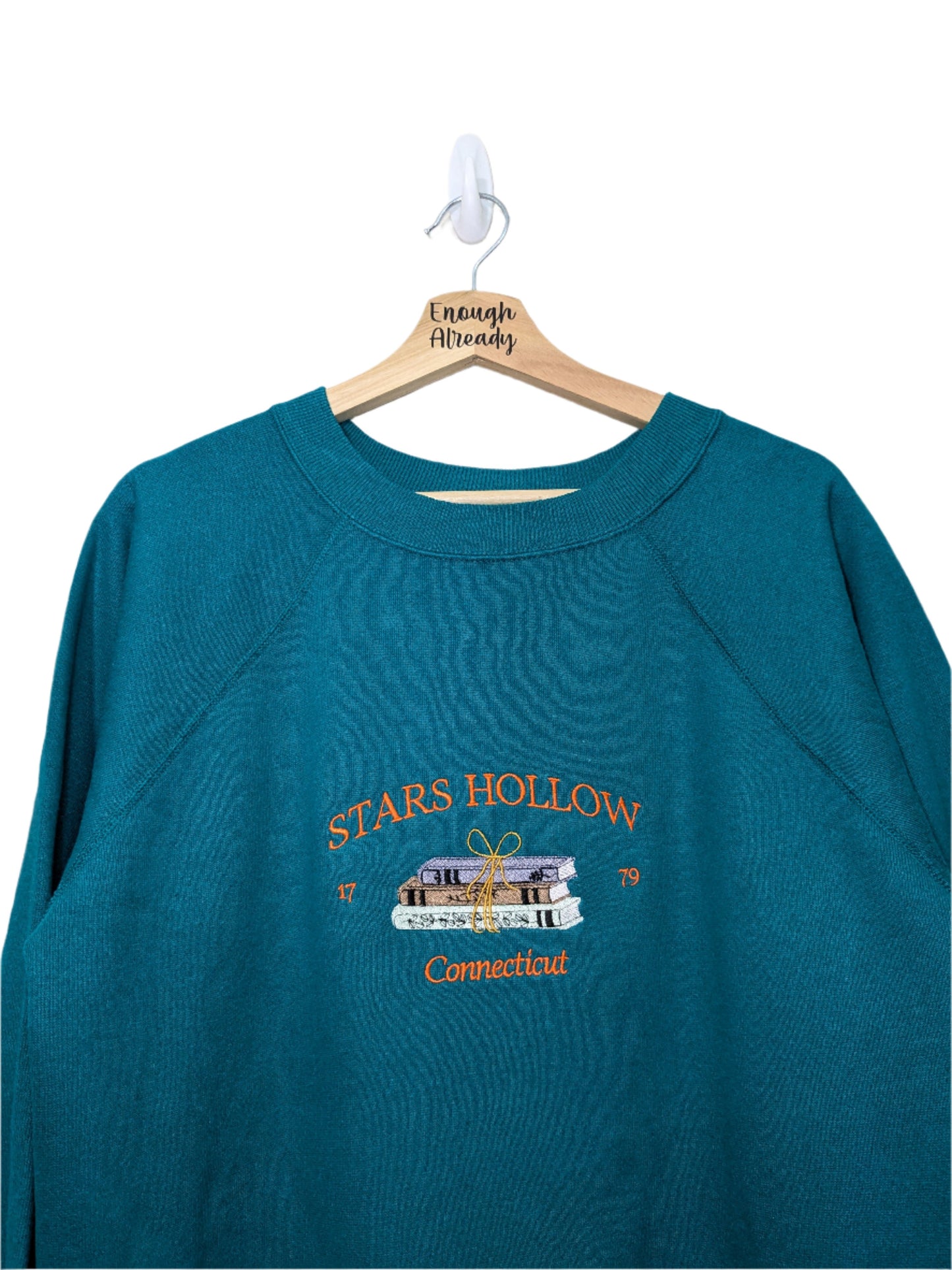 Stars Hollow Reworked Sweatshirt Collection - Book Stack and Stars Hollow Connecticut Embroidered Designs - Multiple Sizes and Colours