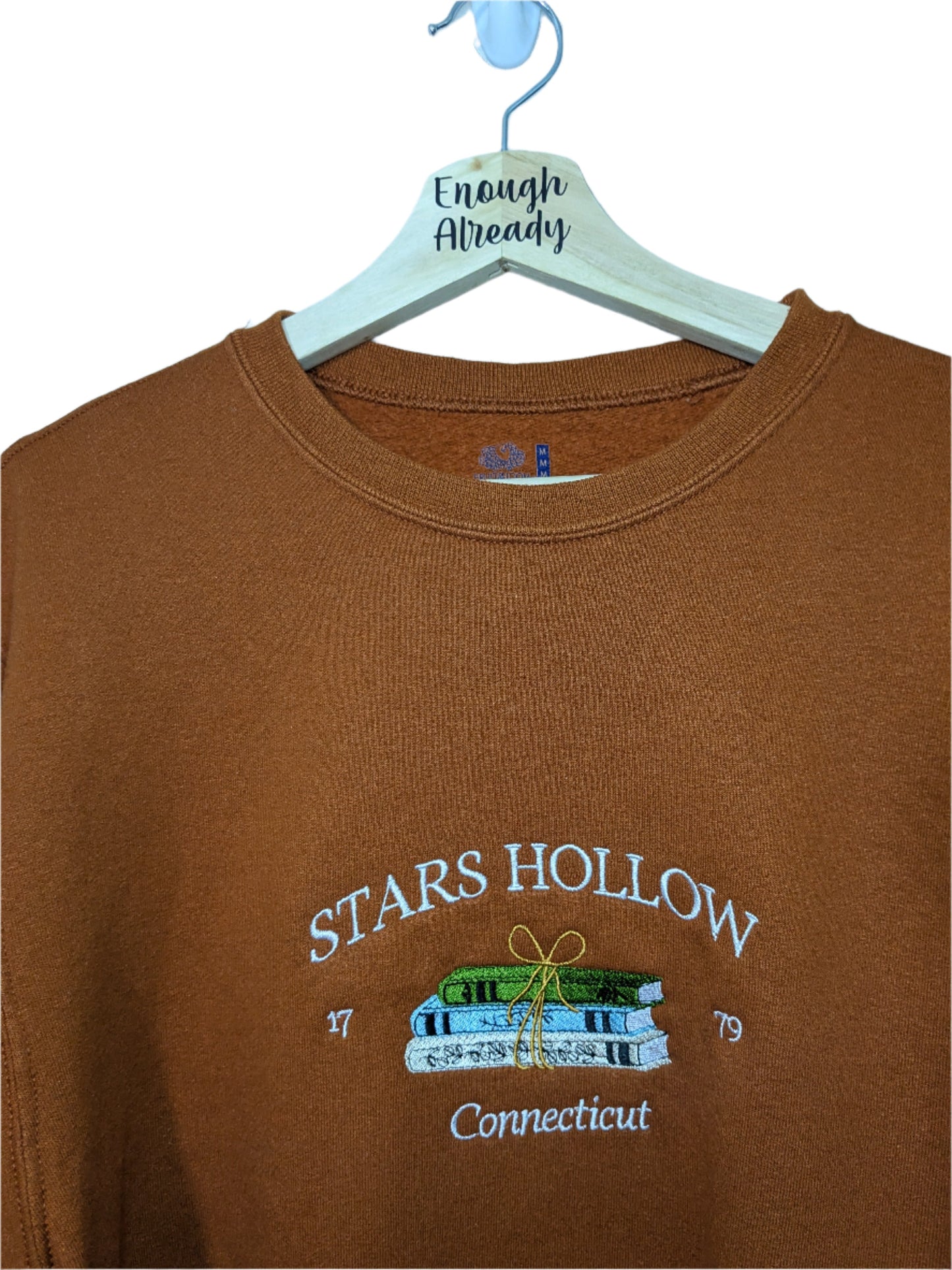 Stars Hollow Reworked Sweatshirt Collection - Book Stack and Stars Hollow Connecticut Embroidered Designs - Multiple Sizes and Colours