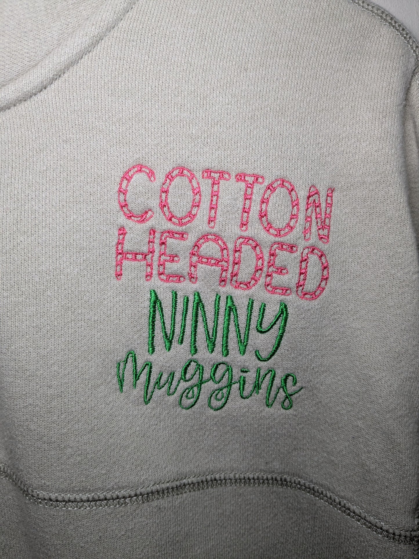 Elf Inspired Reworked Christmas Sweatshirts - Cotton Headed Ninny Muggins Embroidered Design