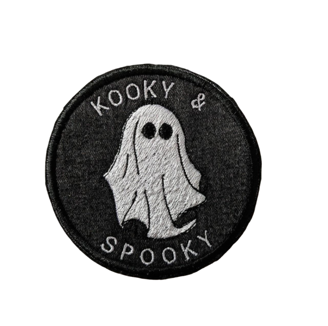 Kooky and Spooky Recycled Denim Sew On Patch - Gothic Ghost Patch