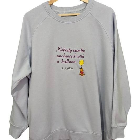 Size 14-16 Light Blue Sweatshirt-Embroidered A. A. Milne Winnie the Pooh Design