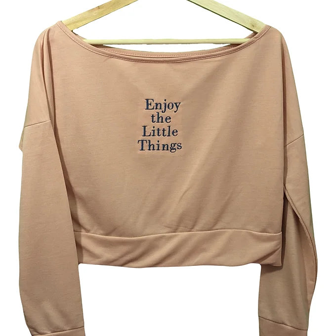Size 8-10 Reworked Blush Pink Sweatshirt-Embroidered Bookish Quote