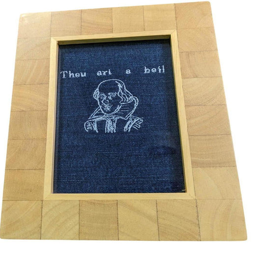 William Shakespeare Upcycled Embroidered Framed Design