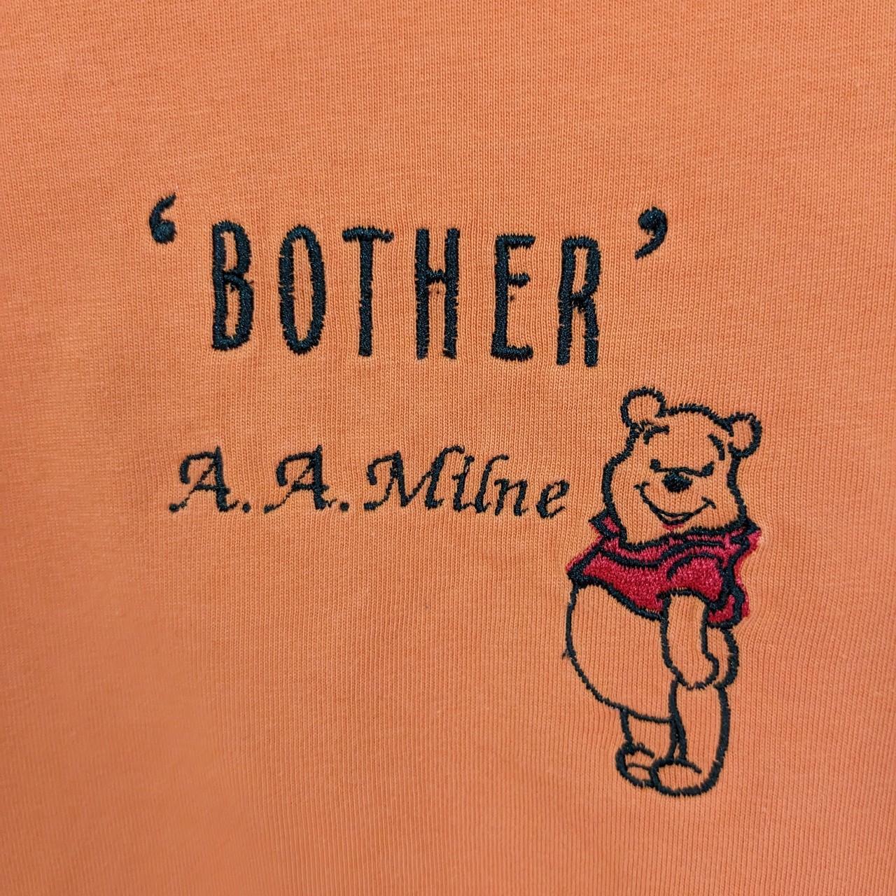 Size Small Reworked Orange T-shirt Embroidered Winnie the Pooh Design and Quote