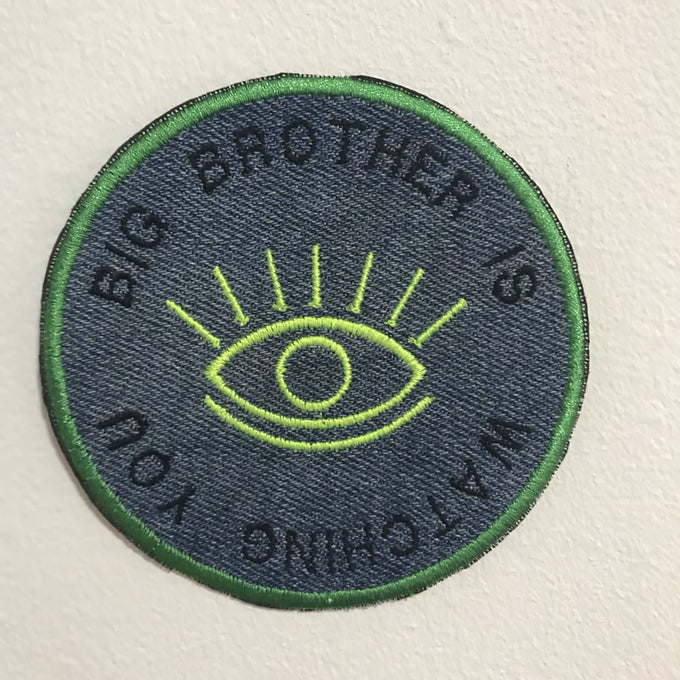 Recycled Denim Sew On Patch - George Orwell 1984 Big Brother Quote
