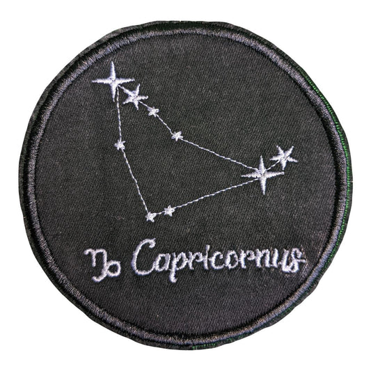 Capricornus Star Sign Recycled Denim Sew On Patch: Embroidered Constellations