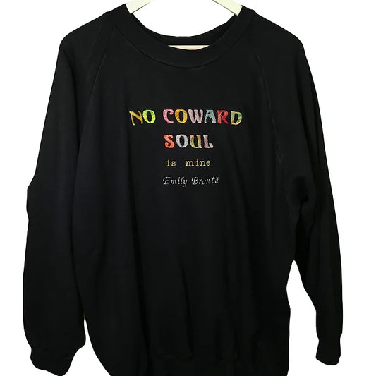 Size 3XL Reworked Navy Sweatshirt-Embroidered Emily Brontë Poem