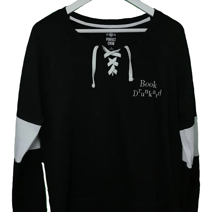 Size XL Reworked Black Sweatshirt-Embroidered Anne of Green Gables-Book Drunkard