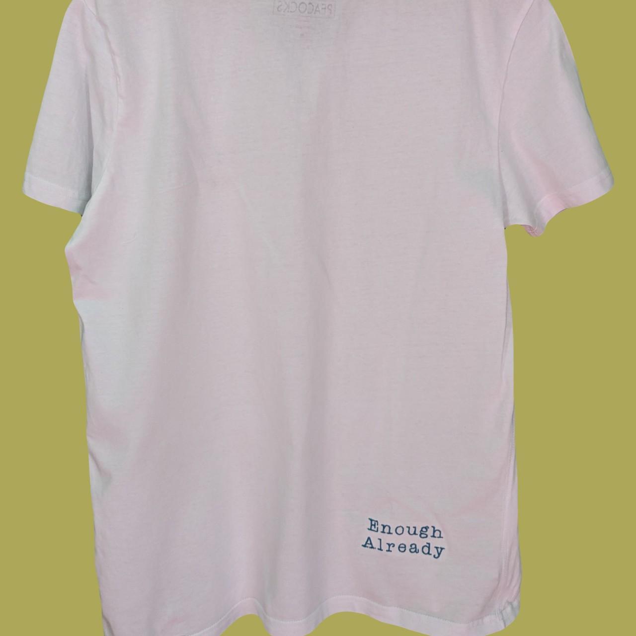 Size Medium Reworked White V-Neck T-Shirt Embroidered Virginia Woolf Bookish Q