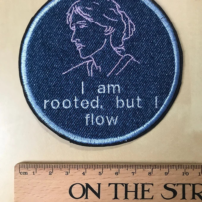 Recycled Denim Sew On Patch - Virginia Woolf Line Drawing and Quote