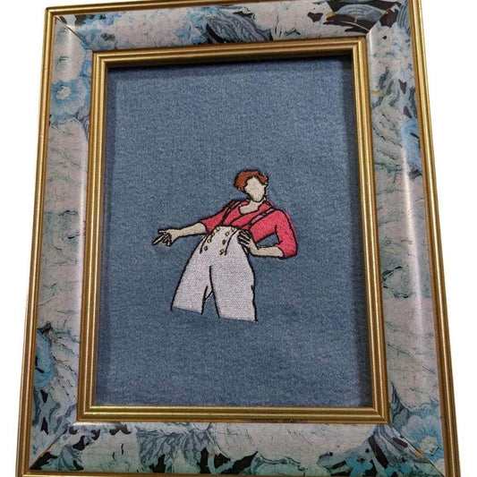 Vintage Frame - Harry Styles Embroidered Design - Upcycled Fabric - One Off