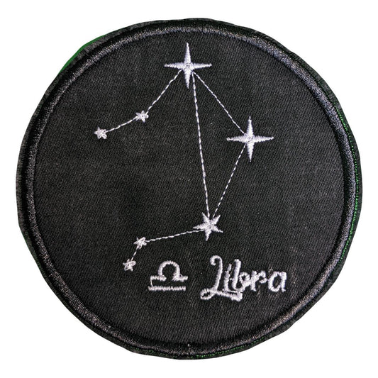 Libra Star Sign Recycled Denim Sew On Patch: Embroidered Constellations