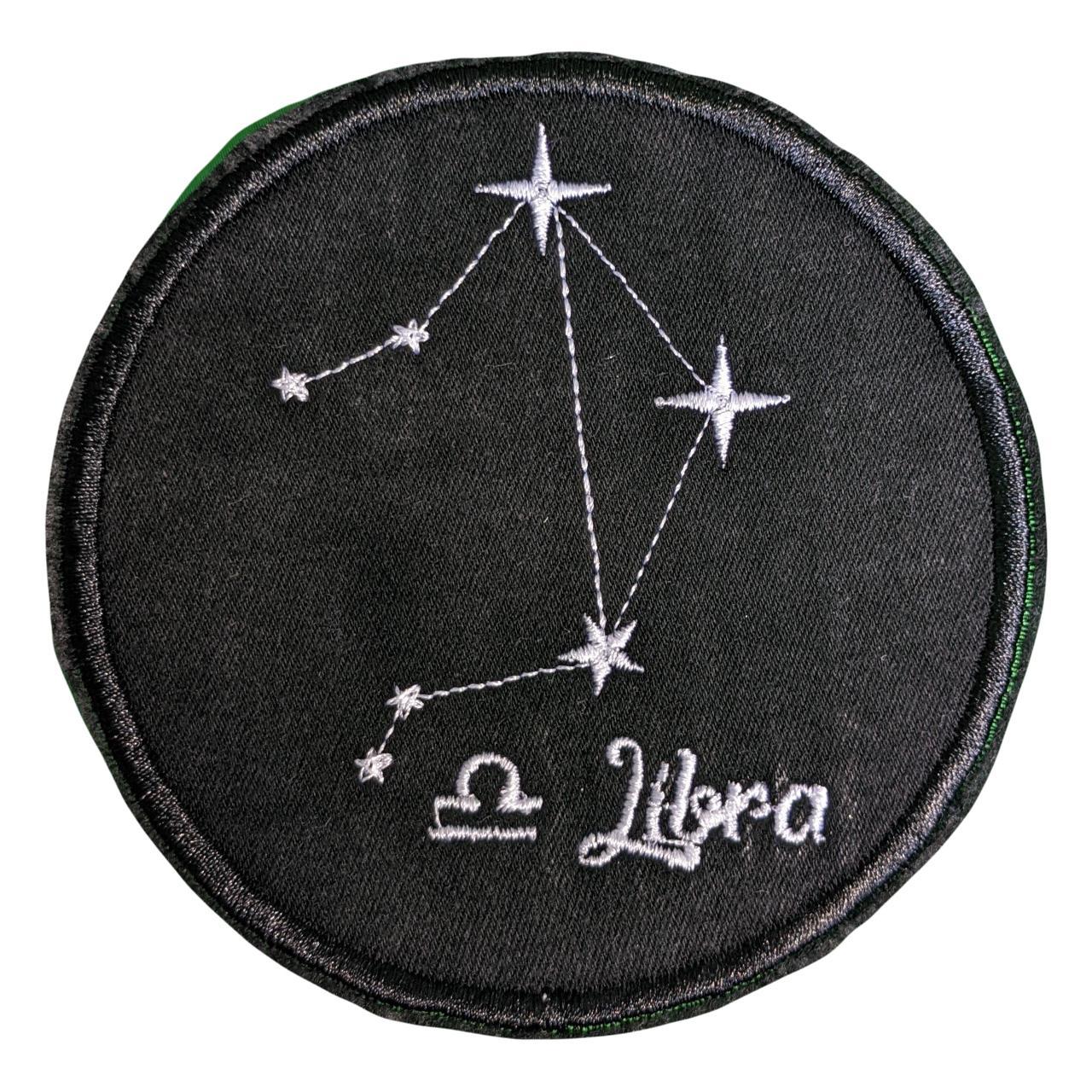 Libra Star Sign Recycled Denim Sew On Patch: Embroidered Constellations