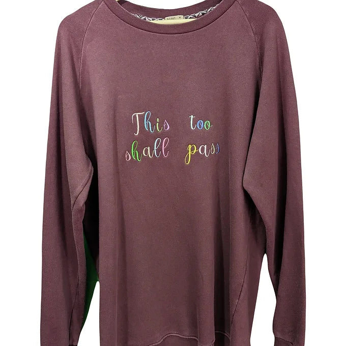 This Too Shall Pass Reworked Sweatshirts - Rainbow Embroidery Thread - Retro Font - Multiple Sizes and Colours