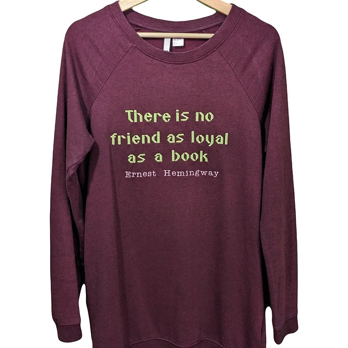 Size XS Reworked Burgundy Sweatshirt-Embroidered Ernest Hemingway Quote