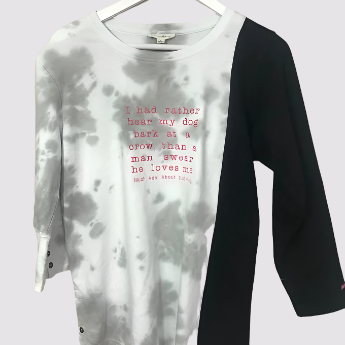 Size S: Reworked Sweatshirt- Embroidered Much Ado About Nothing Quote